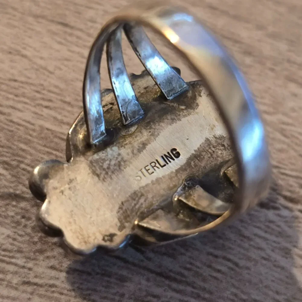 Southwestern Sterling Silver Turquoise Ring Sz 7.5